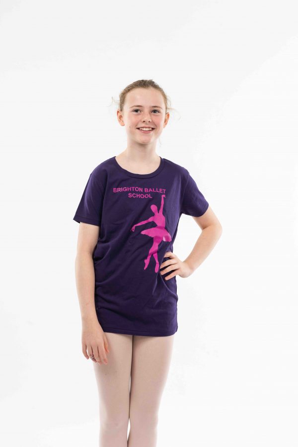 brighton ballet school t-shirt purple teen and adult sized